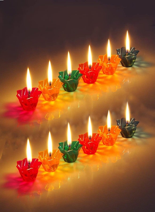 CRAFTAM Transparent Hard Plastic Multicolor Floating Diya for Diwali Decoration and Gifts (Set of 12) - Image 1